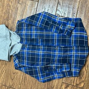 Carter’s Boys Blue Plaid Hooded Flannel Shirt Size 4T